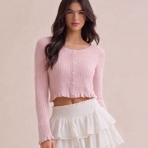 Women's Crewneck Cardigan - Wild Fable™ Light Pink M